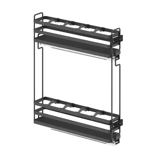 [S-2661-A] Flat Wire Bottle Holder with Anti-Slip Wooden Bottom and Full Extension Slide
